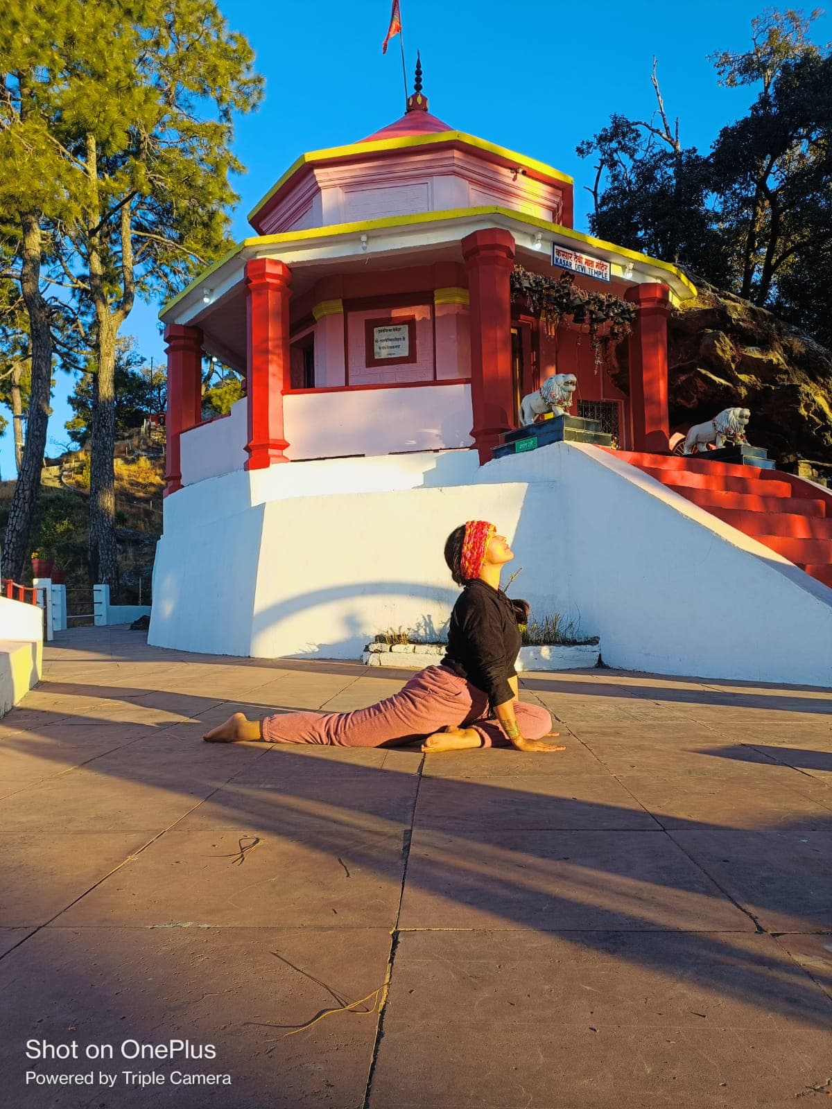 Vibha Bisht practicing yoga at Kasar Devi Temple